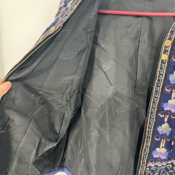 Icelandic design vintage wool, zip front lined sweater floral print jacket M - Picture 9 of 11